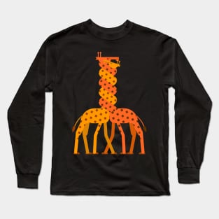 Two Giraffes Love Twisted Neck Long Sleeve T-Shirt